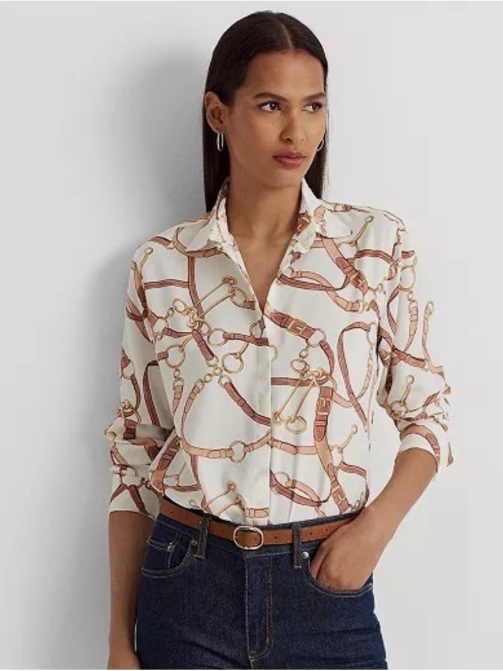 Ralph Lauren Equestrian Print Button Down Shirt